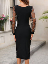 Women'S Floral Embroidery Mesh Patchwork Bodycon Dress